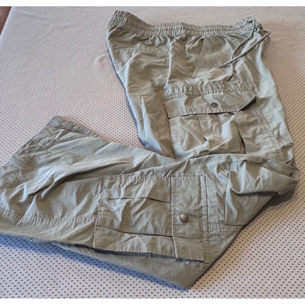 PacSun Baggy Cargo Pants Men's Medium Olive Khaki‎ Green Elastic Waist Wide Leg